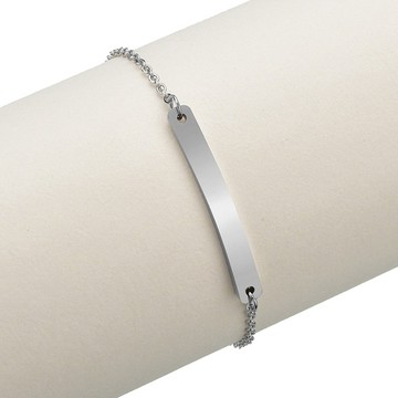 【RJ New York】簡約光面鐵牌鈦鋼手鍊(銀色)