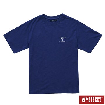 男裝 螺絲圖案短袖T恤-丈青 (570900) 【5th STREET】【APP下單享4%回饋】 最高折426