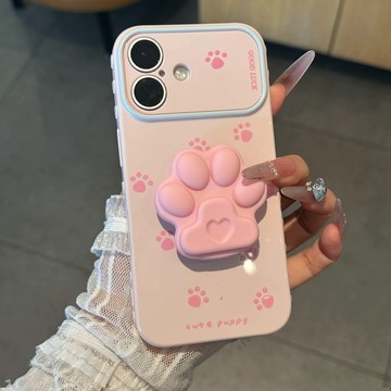 可愛撞色貓爪愛心手機殼 簡約少女心全包防摔適用 iPhone18、17Pro、16、15、14、13、12 蘋果手機套