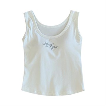 棉刺繡吊帶背心女外穿上衣自帶胸墊一體免穿文胸性感打底內衣抹胸