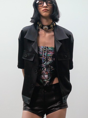 Flap-Pocket Overshirt[Black(Unisex)]