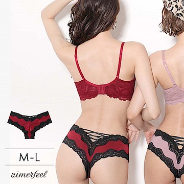 aimerfeel 編織錦緞美臀 半包臀內褲  單品內褲-961822-BO