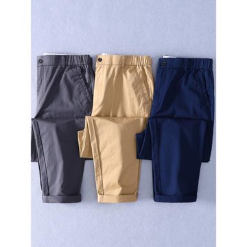 全棉休閑褲男春秋寬松直筒長褲潮流百搭水洗純棉春季褲子青年大碼