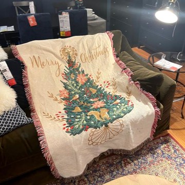 松鼠圣誕節布置沙發毯休閑毯子掛毯沙發巾房間民宿裝飾針織線毯子