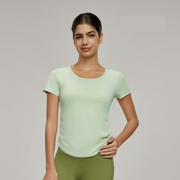 現貨+預購 女 短袖運動服T恤瑜珈服親膚透氣速乾-短袖原紗涼感收腰4色74ld56【獨家進口】【米蘭精品】