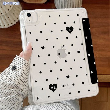 波點愛心適用于蘋果iPad平板殼Y折亞克力iPad11/10帶筆槽iPadAir6