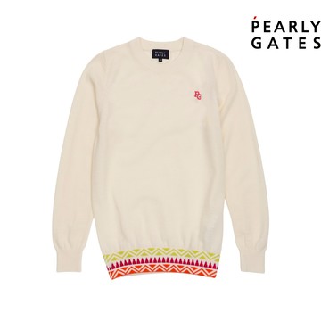 【ṔEARLY GATES】女款白色柔軟保暖舒適彈性佳長袖羊毛毛衣 JLTQ70106