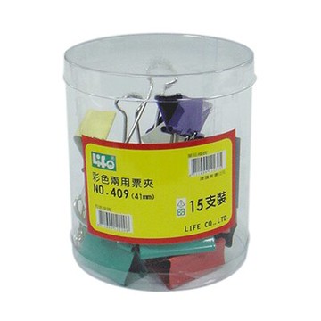 【文具通】Life 徠福 41mm彩色長尾夾NO.409 15支入 L1090096