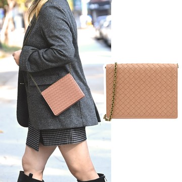 BOTTEGA VENETA 508752 編織小羊皮復古晚宴/鏈包.粉橘