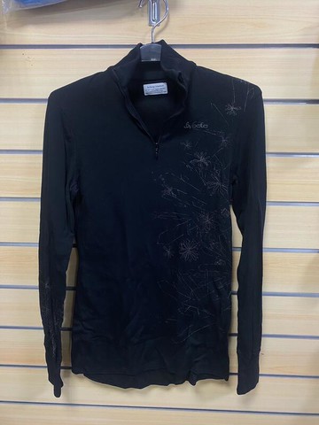 【【蘋果戶外】】odlo 出清 150301 黑 女 印花 半門襟 透氣快乾刷毛內層衣 機能保暖型排汗內衣 effect銀離子