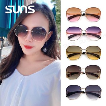 【SUNS】歐美時尚多邊形漸層墨鏡  網紅款金屬太陽眼鏡 抗UV400 顯小臉