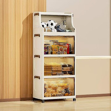 Mr.box 摺疊式上掀+頂層置物四層收納櫃-附輪 多色可選