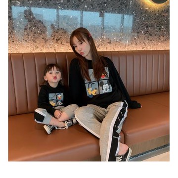 2021一家三口四口春秋款韓系純棉親子衛衣新生兒男童女童哈衣電量