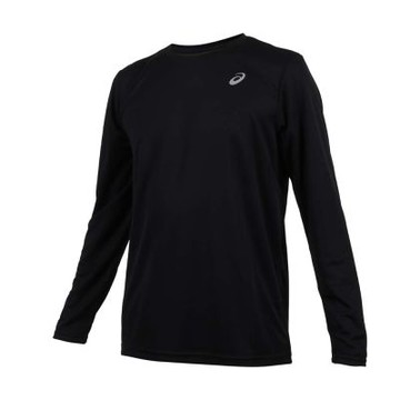 ASICS 男跑步長袖T恤-吸濕排汗 運動 上衣 休閒 2011D652-001 黑銀