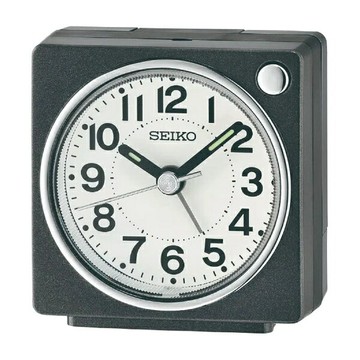 seiko SK037 精工鐘 (QHE196K) 夜光效果方形迷你鬧鐘(黑色)/6.6X6.6cm｜樂天領券現折★全館特惠中★指定刷卡回饋10%