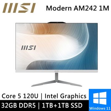 微星 Modern AM242 1M-1059TW-SP5 24型 白(Core 5 120U/32G/1TB+1TB/W11)特仕版