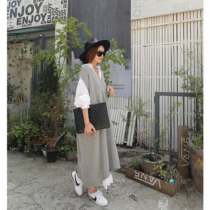 ベストニットワンピース セーター ミモレ ロング ロング丈 マキシ マキシ丈 9分丈 ノースリーブ 襟なし ニット かわいい 大人可愛い きれいめ シンプル ベストニットワンピース セーター ミモレ ロング ロング丈