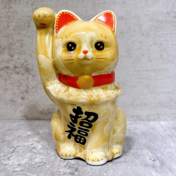 【金鈴迎祥】日本清水燒招財貓 | 花結晶 金花 招福