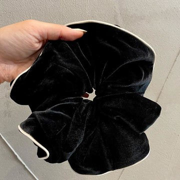 🔥2件9折🍊臺北出貨🍊可開發票韓國復古大號黑色絲絨髮圈高級感大腸圈發繩法式髮飾純色頭繩頭花