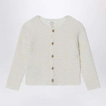 Milk-white wool-blend cardigan