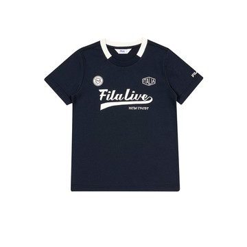 FILA KIDS 童短袖圓領T恤-丈青 1TEA-4405-NV