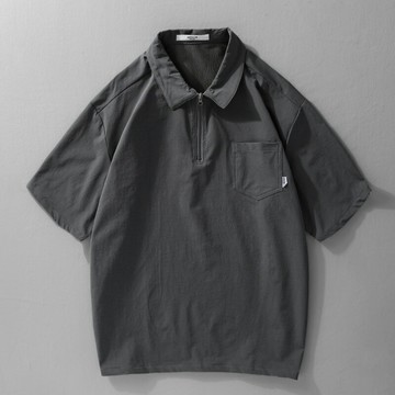 【巴黎精品】現貨+預購 男POLO衫短袖上衣寬鬆襯衫高爾夫球衫休閒男裝-夏日潮流工裝拉鍊領男上衣3色a1kq90