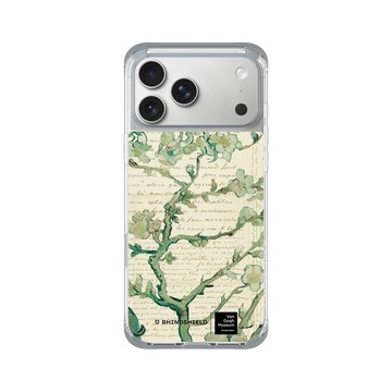 iPhone 17 Pro Max ClearX (MagSafe 兼容) 霜透灰 - Van Gogh Museum - 盛開的杏花與手寫稿背景