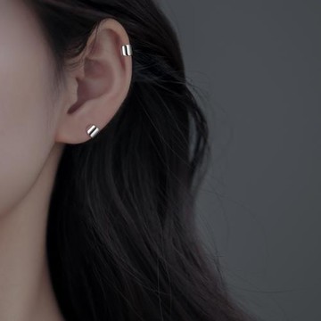 一念 925純銀幾何耳釘女2024年新款潮簡約耳骨釘小眾個性耳飾代發