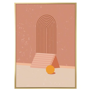 Boluo 菠蘿選畫所 幾何線條與球 掛畫  40 x 30cm  金色