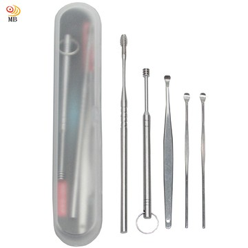 月陽5件式不銹鋼彈力螺旋安全耳勺耳扒棒組(E56S)