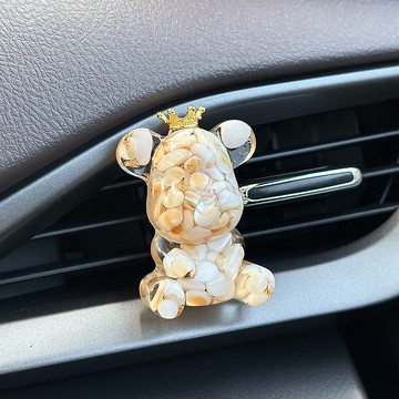 水晶熊 出風口夾 擴香組【行車平安 香氛禮物】附玫瑰精油