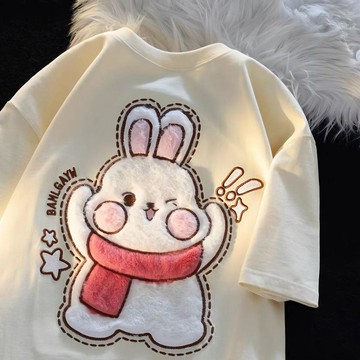 【台灣出貨】夏季女童純棉短袖T恤衫2026款中大童寬鬆刺繡可愛夏裝兒童上衣潮款t