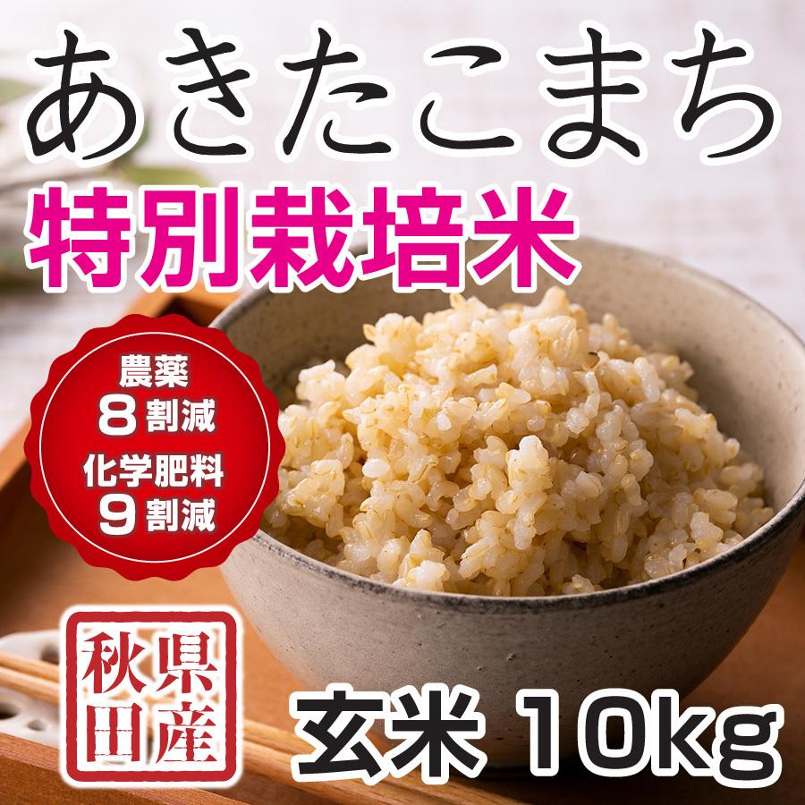 玄米 令和5年産新米 秋田県産 あきたこまち 特別栽培米 10kg 農薬８割減 化学肥料９割減 慣行栽培比 農家直送