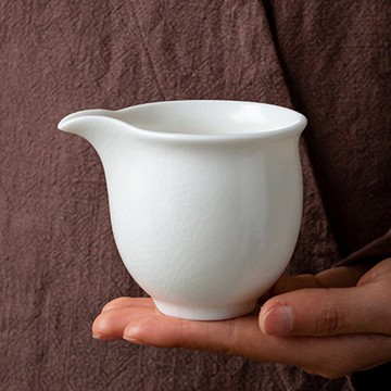 象牙白開片汝窯公道杯大號陶瓷可養防燙分茶器簡約功夫茶具配件