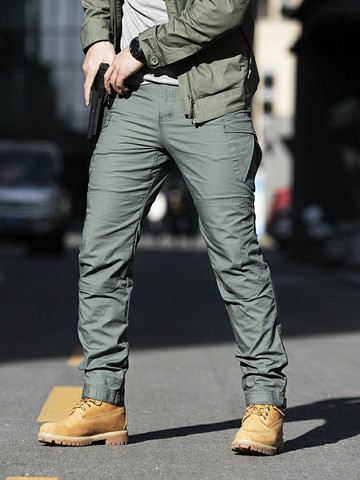 執政官戰術褲男春秋軍迷多口袋純棉彈力束腳直筒作訓褲戶外工裝褲