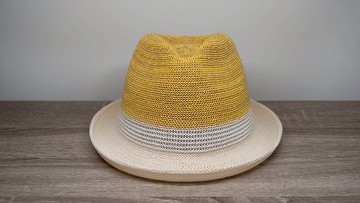 雙色簡約爵士帽-銀杏煉乳 針織帽 紙線編織 可水洗 台灣製