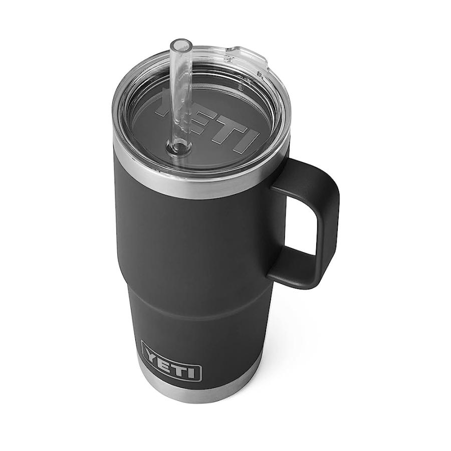 YETI RAMBLER 25 OZ STRAW MUG, VACUUM INSULATED, STAINLESS STEEL, BLACK