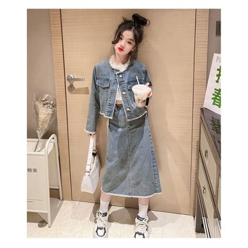 🔥隔日到貨 女童套裝2026新款春秋裝女童牛仔外套牛仔裙套裝