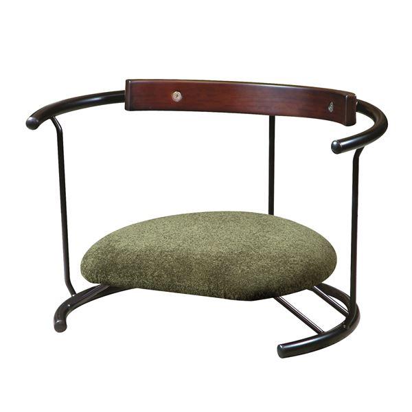 あぐら椅子/正座椅子 【スウィング背もたれ付き モスグリーン×ブラック あぐら椅子/正座椅子 【スウィング背もたれ付き モスグリーン×ブラック