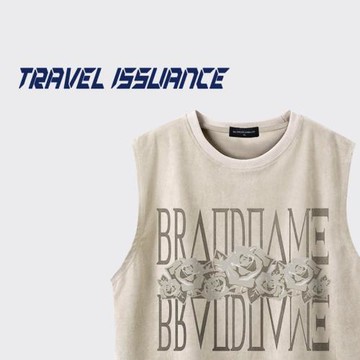 TRAVEL ISSUANCE 玫瑰最嬌美 美式復古潮牌高街印花背心寬松無袖