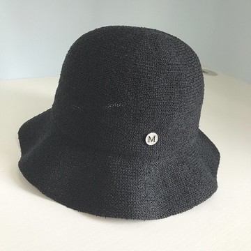 優雅M字母棉麻透氣女士盆帽夏海邊沙灘防曬遮陽休閑漁夫帽可折疊1入