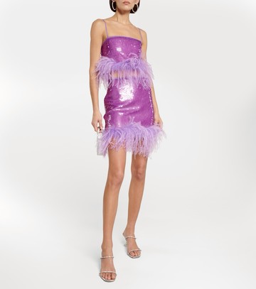 Giuseppe di Morabito Feather-trimmed sequined miniskirt