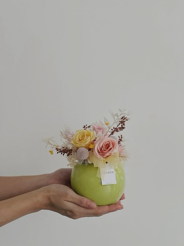 【永生玫瑰花盆花】• 情人節禮物/生日禮物/永生花/永生玫瑰花
