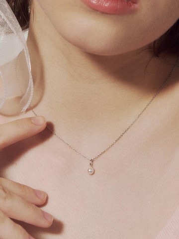 Elui Simple Minimal Pearl Necklace [Silver]
