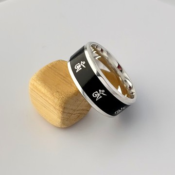 925 純銀戒指 藏傳佛教「嗡」符號 男款 - 義大利設計