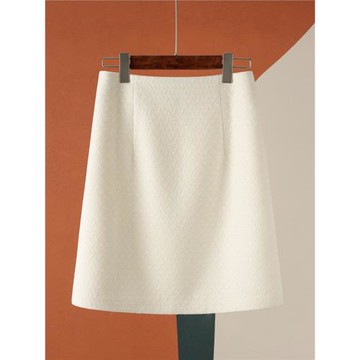 白色半身裙2025新款秋冬毛呢冬裙小個子一步裙高腰包臀顯瘦短裙女