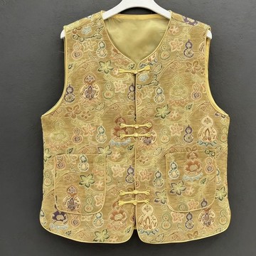 中式國風提花刺繡馬甲春秋新款復古盤扣重工坎肩上衣背心