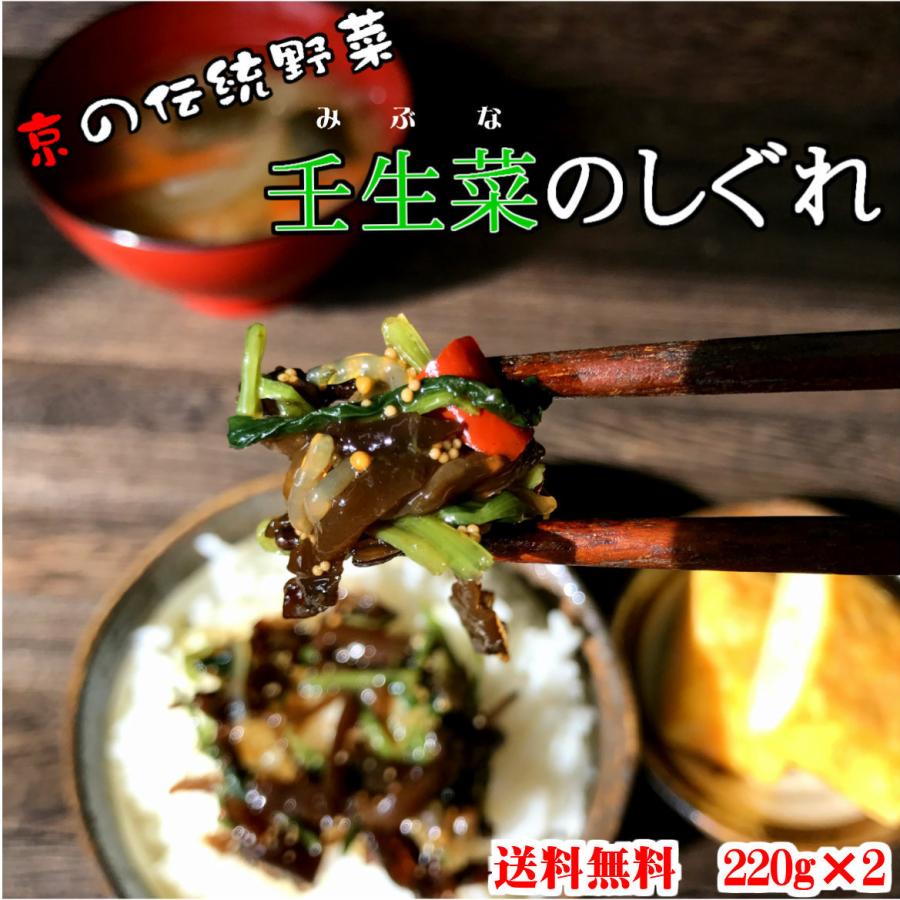 壬生菜のしぐれ220g×2パック お試し ポスト投函 送料無料 ご飯のお供 みぶな みぶ菜のしぐれ 壬生菜 佃煮 京野菜 京都 手土産 おみやげ シソのみ しその実き…