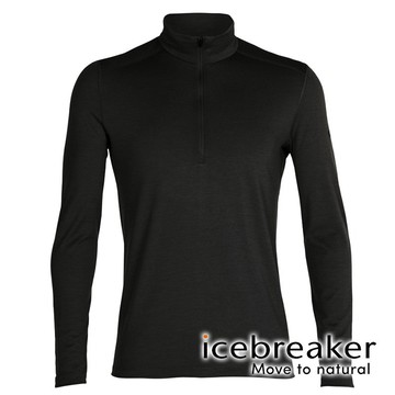 【icebreaker】Oasis 男 羊毛半開襟長袖上衣 BF200『灰黑』戶外 運動 柔軟 舒適 羊毛 吸濕 排汗 抑味 控溫 104367