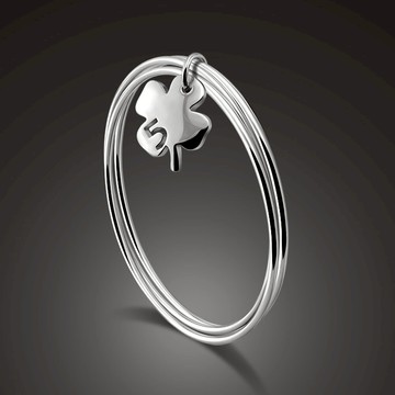 韓版925純銀簡約三環手鐲波西米亞四葉草吊墜女幸運銀飾鐲子禮物